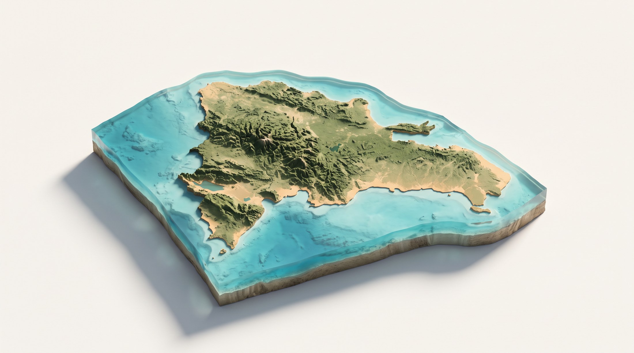 3D relief map of the Dominican Republic showing The Agency's destinations